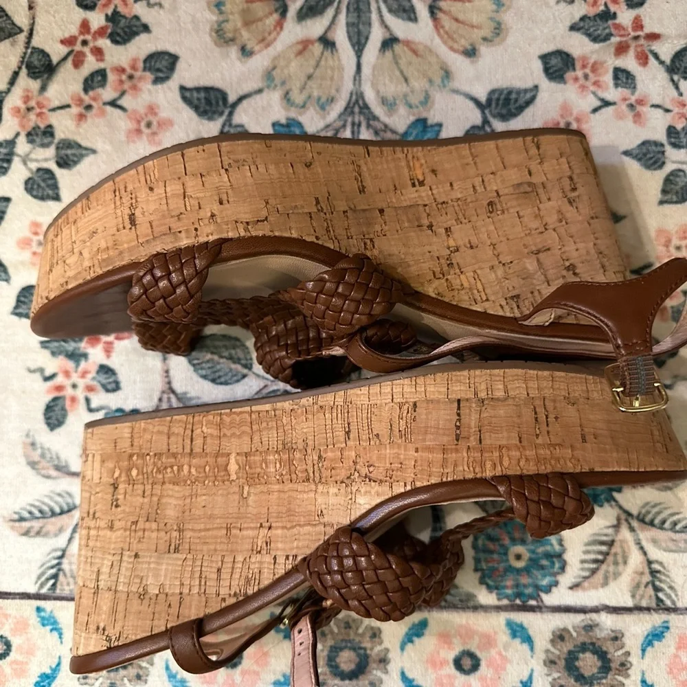 Kate Spade Tianna Brown Leather Wedge Sandals Like New Size 7